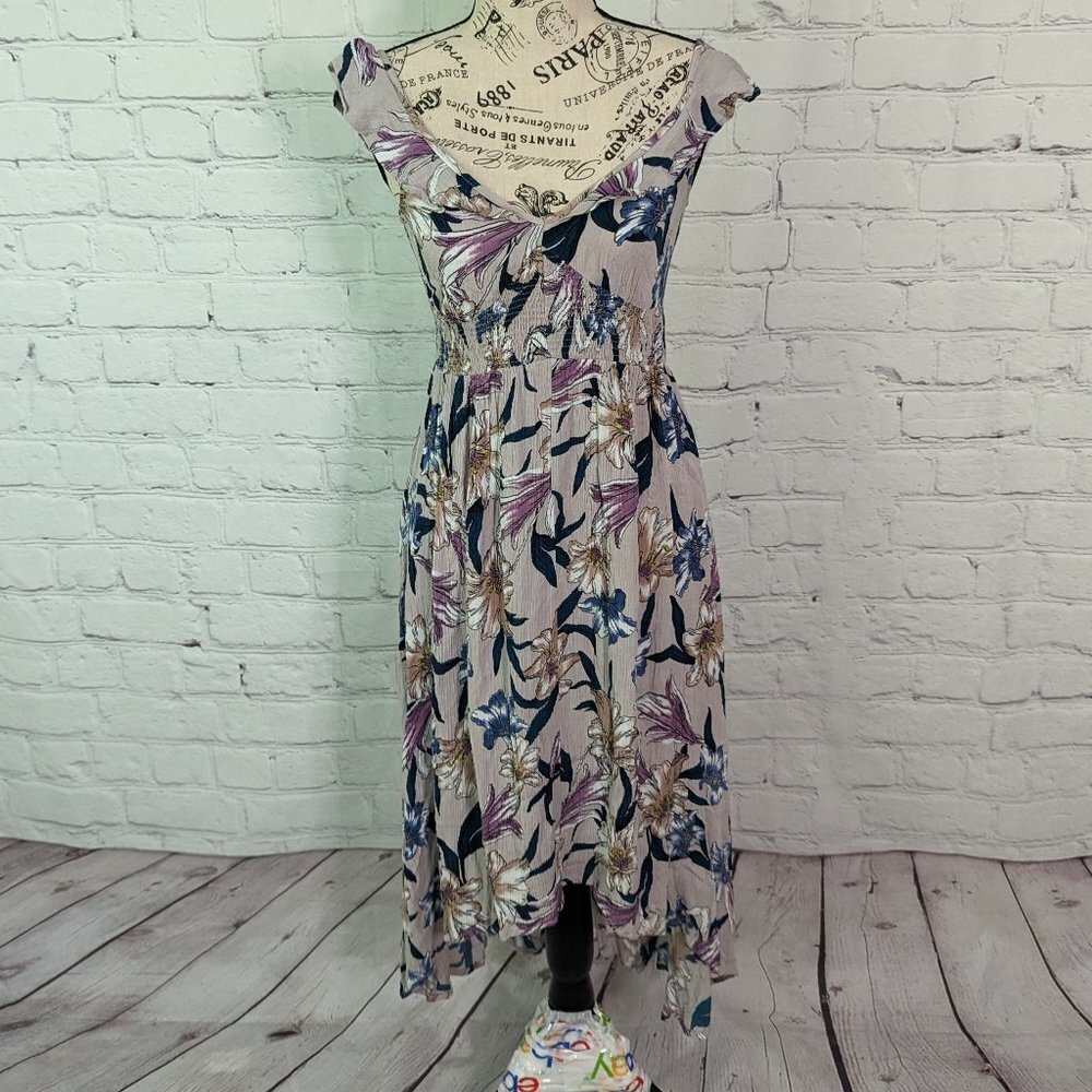 Floral Midi Dress with Cap Sleeves